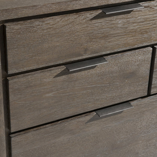 Bernhardt Bernhardt Outline Dresser With Wire‑Brushed Oak Grain, 7 Soft‑Close Drawers & Textured Aluminum Pulls 360050
