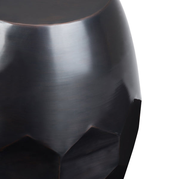 English Elm Flanigan Metal Accent Table with Handcrafted Honeycomb Drum Design in Antique Copper Finish, 19.5" H Black B136P158968