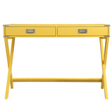 Homelegance By Top-Line Beatrix X-Base Wood Accent Campaign Writing Desk Yellow MDF