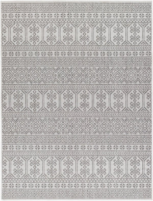 Livabliss Long Beach Flatweave Runner Rug Global Pattern Polypropylene for Hallways and Entryways Charcoal, Ivory 5'3" x 7' LBH2305-537