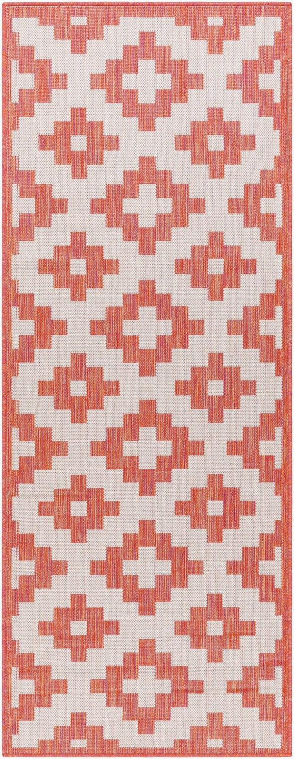 Livabliss Long Beach Moroccan Flatweave Runner Polypropylene Rug for Hallways and Entryways Rust, Ivory 2'7" x 7'3" LBH2309-2773
