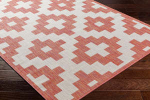 Livabliss Long Beach Moroccan Flatweave Runner Polypropylene Rug for Hallways and Entryways Rust, Ivory 5'3" x 7' LBH2309-537