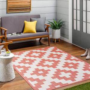 Livabliss Long Beach Moroccan Flatweave Runner Polypropylene Rug for Hallways and Entryways Rust, Ivory 5'3" x 7' LBH2309-537