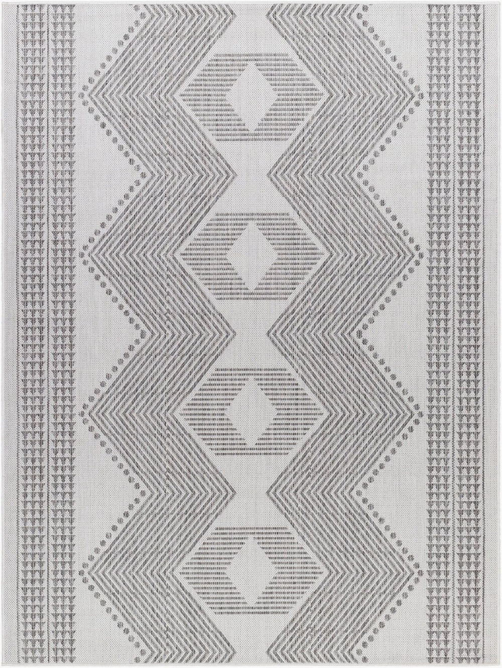 Livabliss Long Beach Moroccan Geometric Polypropylene Rug for Indoor Outdoor Patio Entryway Use Charcoal, Ivory 5'3" x 7' LBH2347-537