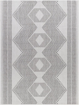 Livabliss Long Beach Moroccan Geometric Polypropylene Rug for Indoor Outdoor Patio Entryway Use Charcoal, Ivory 5'3" x 7' LBH2347-537