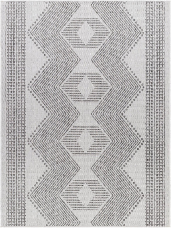 Livabliss Long Beach Moroccan Geometric Polypropylene Rug for Indoor Outdoor Patio Entryway Use Charcoal, Ivory 5'3" x 7' LBH2347-537