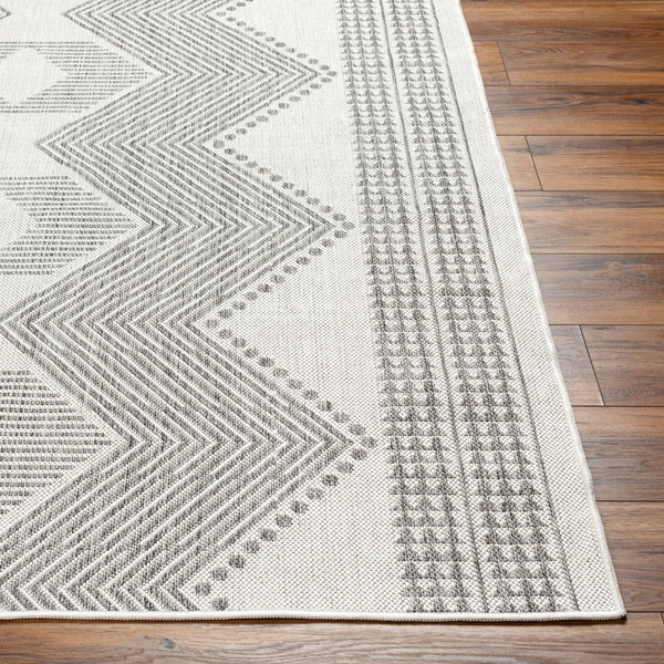 Livabliss Long Beach Moroccan Geometric Polypropylene Rug for Indoor Outdoor Patio Entryway Use Charcoal, Ivory 5'3" x 7' LBH2347-537