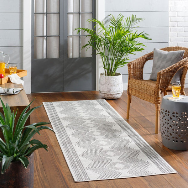 Livabliss Long Beach Moroccan Geometric Polypropylene Rug for Indoor Outdoor Patio Entryway Use Charcoal, Ivory 5'3" x 7' LBH2347-537