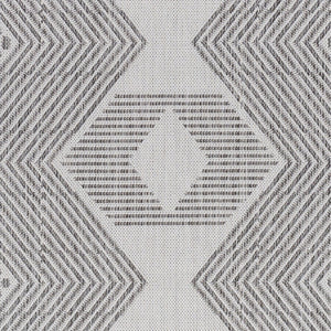 Livabliss Long Beach Moroccan Geometric Polypropylene Rug for Indoor Outdoor Patio Entryway Use Charcoal, Ivory 5'3" x 7' LBH2347-537