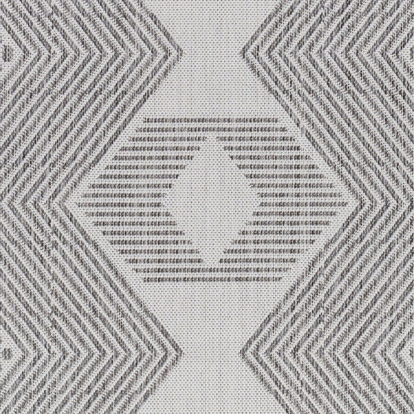 Livabliss Long Beach Moroccan Geometric Polypropylene Rug for Indoor Outdoor Patio Entryway Use Charcoal, Ivory 5'3" x 7' LBH2347-537