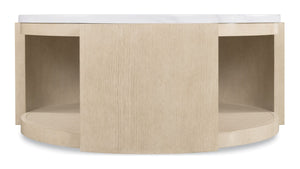 Hooker Furniture Westwood Volakas Stone Round Cocktail Table With Polished Limestone Oak Base, Open Storage Accent 6133-80111-80