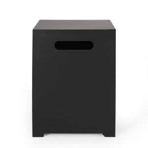 English Elm Propane Tank Cover Outdoor Iron Side Table with Slatted Storage for Fire Pit Patios 67760.00DGRY