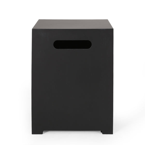 English Elm Propane Tank Cover Outdoor Iron Side Table with Slatted Storage for Fire Pit Patios 67760.00DGRY