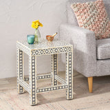 Christopher Knight Home® - Noble House - Eutaw Handcrafted Boho Mango Wood End Table, Gray and White