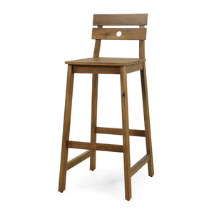English Elm Christopher Knight Home® - ASHLYN Acacia Barstools Set of 2 - Rustic Teak Finish Outdoor/Indoor Stools with Backs, 400 lb Capacity 71890.00