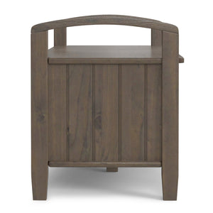 English Elm Lev Smoky Brown Entryway Storage Bench with 3 Doors, Spacious Seat for 2, Solid Wood, Grooved Detail B136P158817