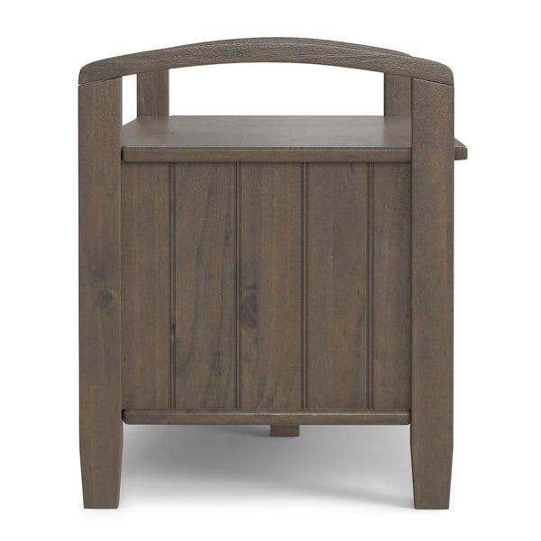 English Elm Lev Smoky Brown Entryway Storage Bench with 3 Doors, Spacious Seat for 2, Solid Wood, Grooved Detail B136P158817