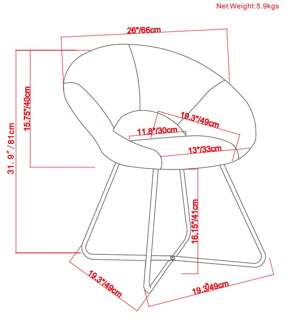 English Elm Barrett Velvet Accent Chair in Grey with Curved Back, Deep Seat & Gold Metal Base — Modern Comfort (96) B136P158469