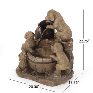 English Elm Christopher Knight Home® - DIMMOCK Handcrafted 22.75" Weather-Resistant Polyresin Fountain with Pump, Underwater Lights & Puppies 71785.00LBRN
