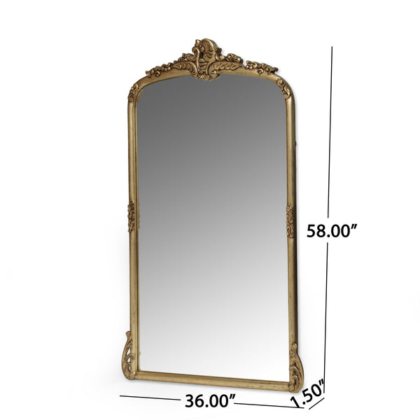 English Elm Christopher Knight Home® - OVERMANTLE Handcrafted Antique Gold Over Mantle Mirror with Carved Frame, Tempered Glass, 58"H 71466.00