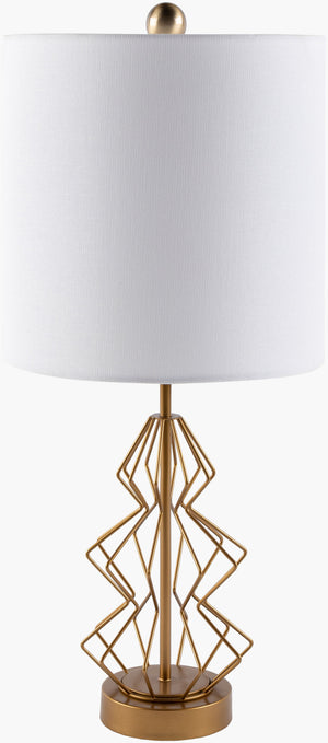 Surya Liberty 23"H Modern Accent Table Lamp - Handcrafted Design, Perfect For Revitalizing Your Decor Space Body, Gold,Base, Gold,Shade, White,Finial, Gold,Harp, Metallic ,Brass,Cord, Translucent Iron,Iron,Linen,Polyester,Iron Lbt-001