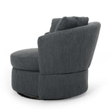 Christopher Knight Home® - Noble House - Smyrna Contemporary Upholstered Swivel Club Chair, Charcoal and Black