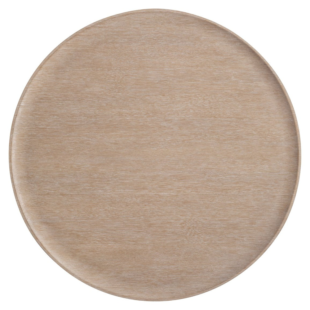 Bernhardt Bernhardt Loggia Round Cocktail Table — 48" Aria Wood-Grain Resin Top, Sculptural Convex/Concave Design, Casters 345009