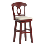 Homelegance By Top-Line Juliette Napoleon Back Wood Swivel Bar Stool Red Rubberwood