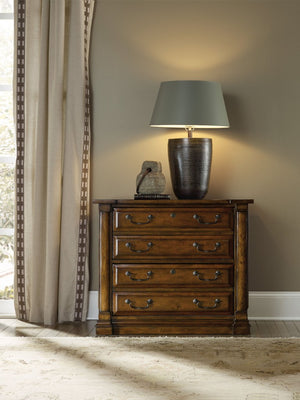 Hooker Furniture Tynecastle Chestnut Lateral File Cabinet With Locking Drawers, Aged Copper Handles, Anti-Tilt Mechanism 5323-10466