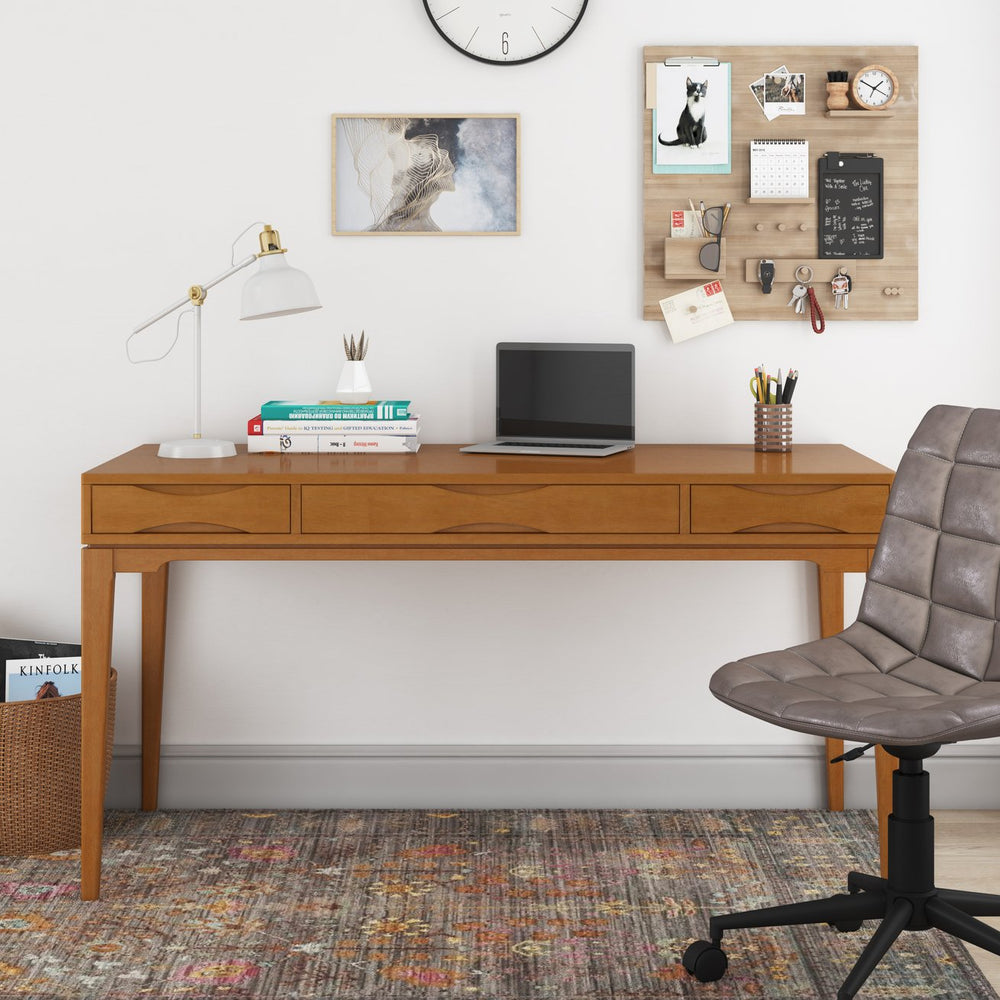 English Elm Harper Mid-Century Modern Desk In Light Golden Brown - Stylish Storage & Workspace For Home Or Office B136P158720