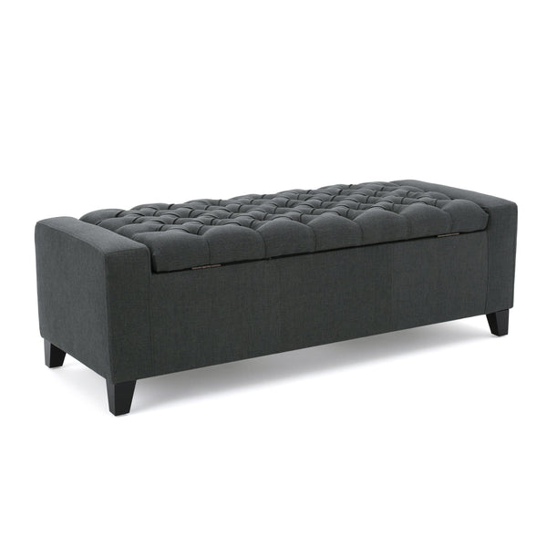 English Elm Guernsey Tufted Storage Ottoman with Lift Top Hidden Compartment for Living Rooms 59336.00DGY