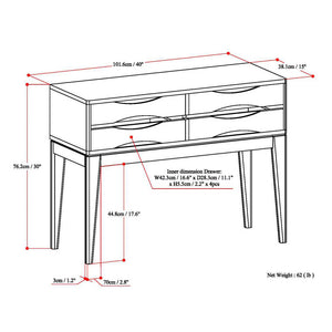 English Elm Harper Hallway Console Table - Mid-Century Style With Walnut Finish, 4 Spacious Drawers For Storage B136P158163
