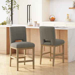 English Elm Christopher Knight Home® - COUNTER Grey Fabric Counter Stool with Padded Back, Sustainable Wooden Frame, Compact Comfort Seat 72489.00DPGRY
