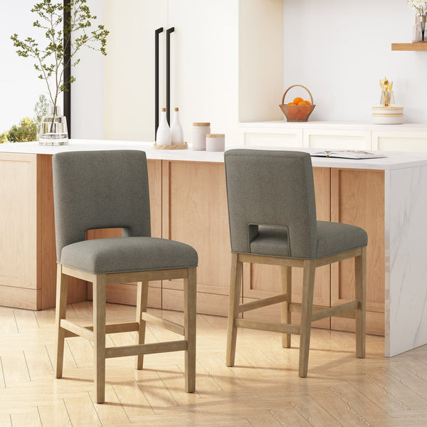 English Elm Christopher Knight Home® - COUNTER Grey Fabric Counter Stool with Padded Back, Sustainable Wooden Frame, Compact Comfort Seat 72489.00DPGRY