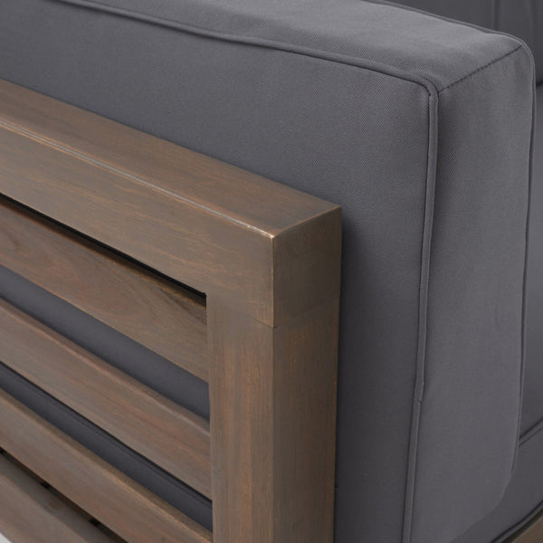 English Elm Oana Solid Acacia Corner Bench Outdoor Modular Slatted Frame with Weather Resistant Cushion 59101.00DGY-64496.00GRY