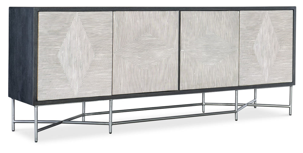 Hooker Furniture Commerce Fine Lines Credenza With Mango Wood, Bone Inlay Diamond Doors, Soft-Close & Cable Management 7228-85078-99