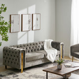 Christopher Knight Home® - Noble House - Keyser Modern Glam Tufted Velvet 3 Seater Sofa