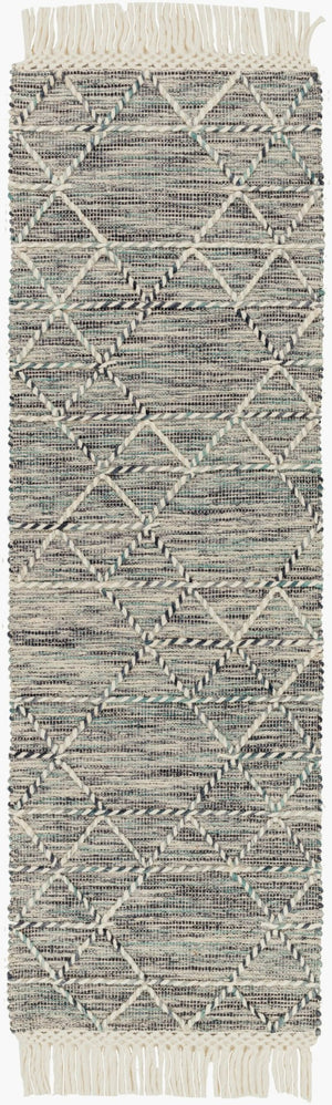 Livabliss Lucia Hand-woven Wool Blend Area Rug with Fringe Bohemian Cottage Living Room Accent Black, Gray 2'6" x 8' LCI2300-268