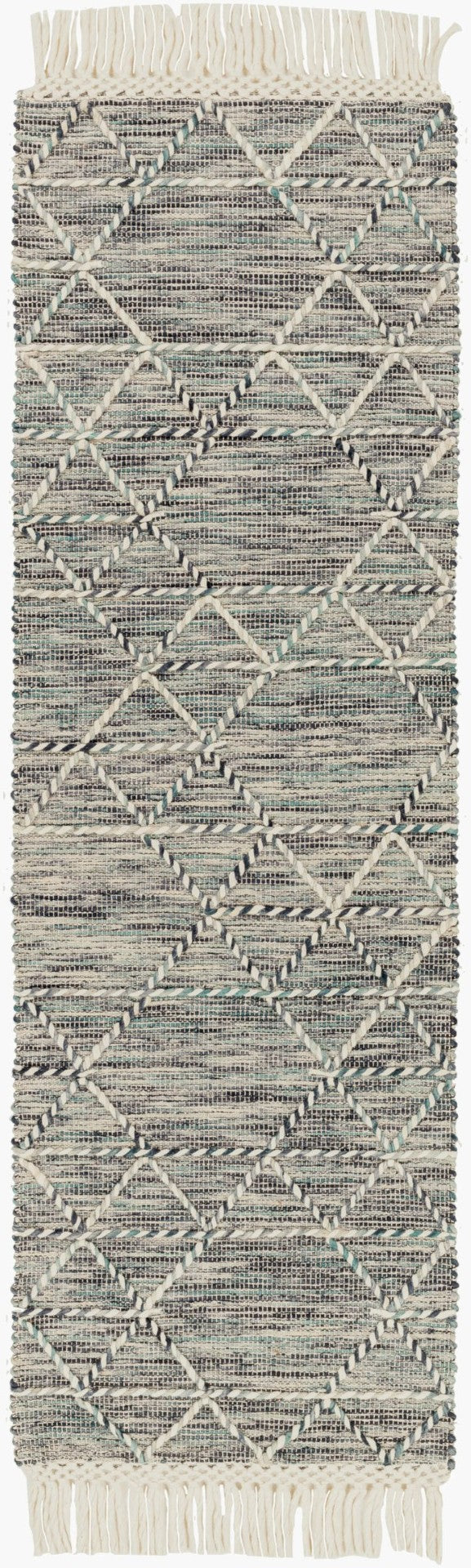 Livabliss Lucia Hand-woven Wool Blend Area Rug with Fringe Bohemian Cottage Living Room Accent Black, Gray 2'6" x 8' LCI2300-268
