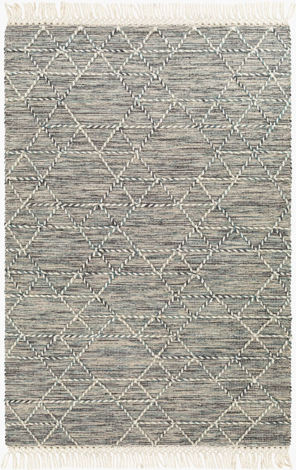 Livabliss Lucia Hand-woven Wool Blend Area Rug with Fringe Bohemian Cottage Living Room Accent Black, Gray 27" x 45" LCI2300-2339