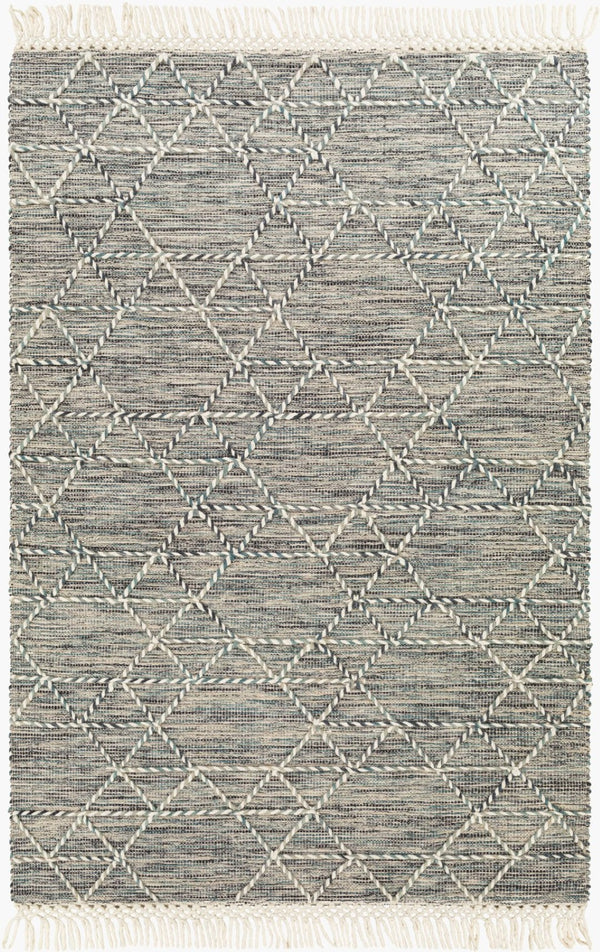 Livabliss Lucia Hand-woven Wool Blend Area Rug with Fringe Bohemian Cottage Living Room Accent Black, Gray 27" x 45" LCI2300-2339