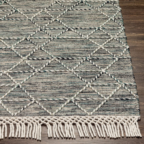 Livabliss Lucia Hand-woven Wool Blend Area Rug with Fringe Bohemian Cottage Living Room Accent Black, Gray 2'6" x 8' LCI2300-268
