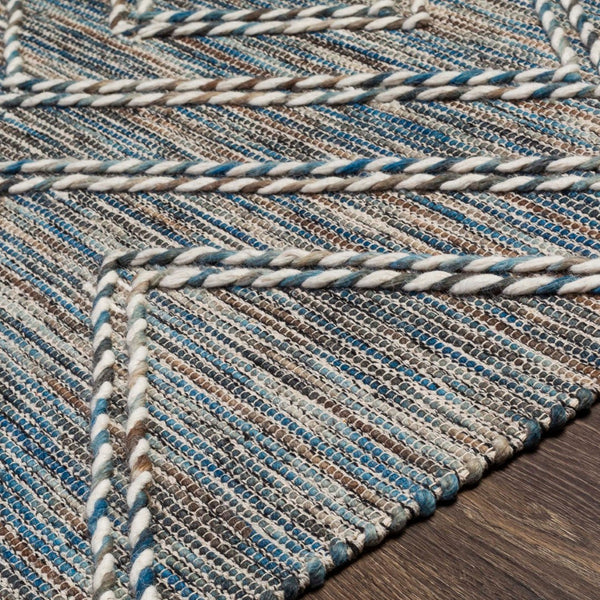 Surya Lucia Handmade 27" X 45" Cottage-style Rug - Elegant Fringe, High/Low Texture, Perfect For Cozy Homes! Blue Wool,Polyester Lci2301-268