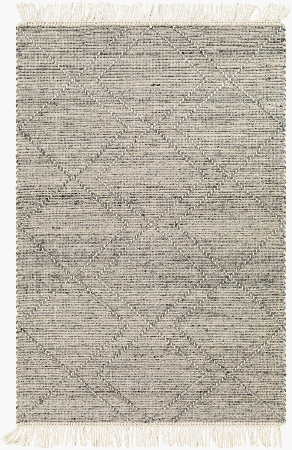 Livabliss Lucia Hand Woven Wool Blend Accent Rug with Fringe for Bohemian Cottage Spaces Charcoal, Gray 5' x 7'6" LCI2303-576