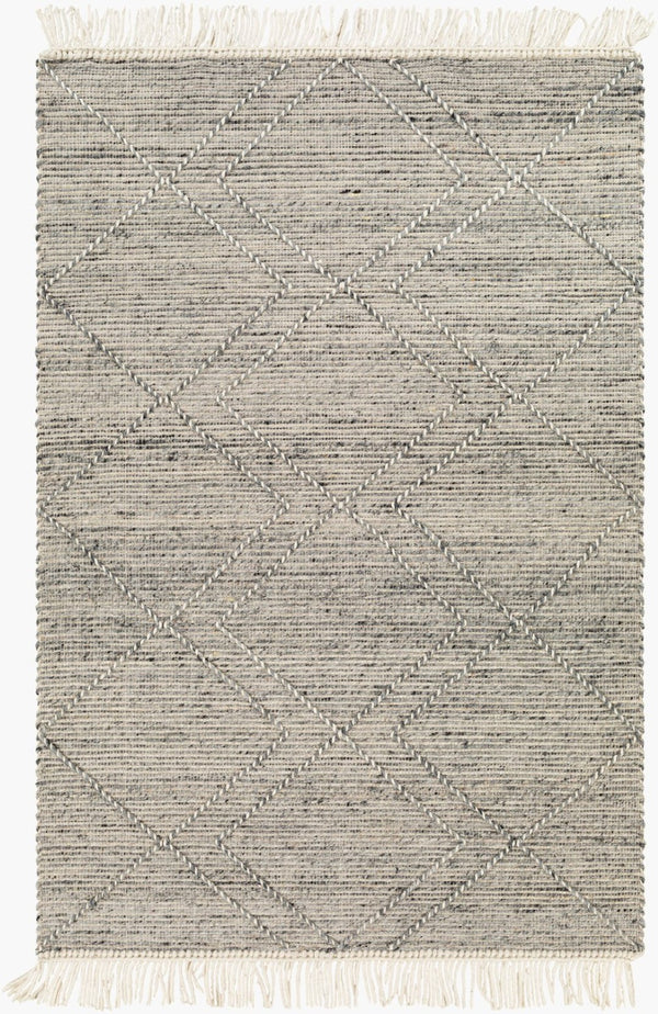 Livabliss Lucia Hand Woven Wool Blend Accent Rug with Fringe for Bohemian Cottage Spaces Charcoal, Gray 5' x 7'6" LCI2303-576