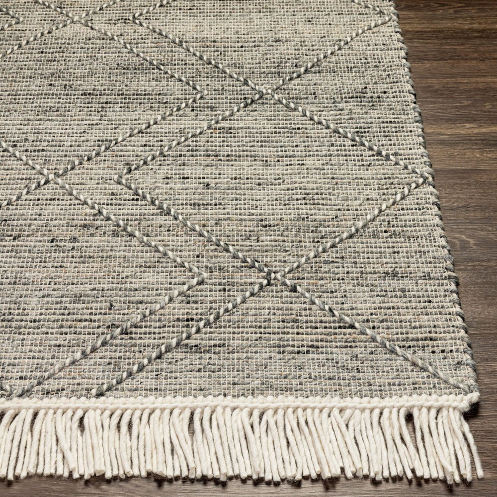 Livabliss Lucia Hand Woven Wool Blend Accent Rug with Fringe for Bohemian Cottage Spaces Charcoal, Gray 5' x 7'6" LCI2303-576