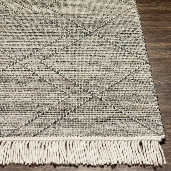 Livabliss Lucia Hand Woven Wool Blend Accent Rug with Fringe for Bohemian Cottage Spaces Charcoal, Gray 5' x 7'6" LCI2303-576