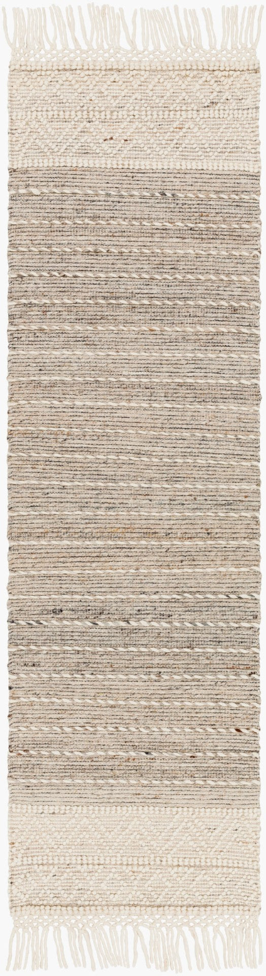 Surya Lucia Handmade 27" X 45" Cottage-style Rug - Elegant Fringe, High/Low Texture, Perfect For Cozy Homes! Cream Wool,Polyester Lci2305-268