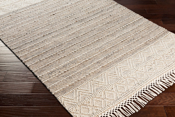 Surya Lucia Handmade 27" X 45" Cottage-style Rug - Elegant Fringe, High/Low Texture, Perfect For Cozy Homes! Cream Wool,Polyester Lci2305-2339