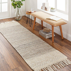 Surya Lucia Handmade 27" X 45" Cottage-style Rug - Elegant Fringe, High/Low Texture, Perfect For Cozy Homes! Cream Wool,Polyester Lci2305-268